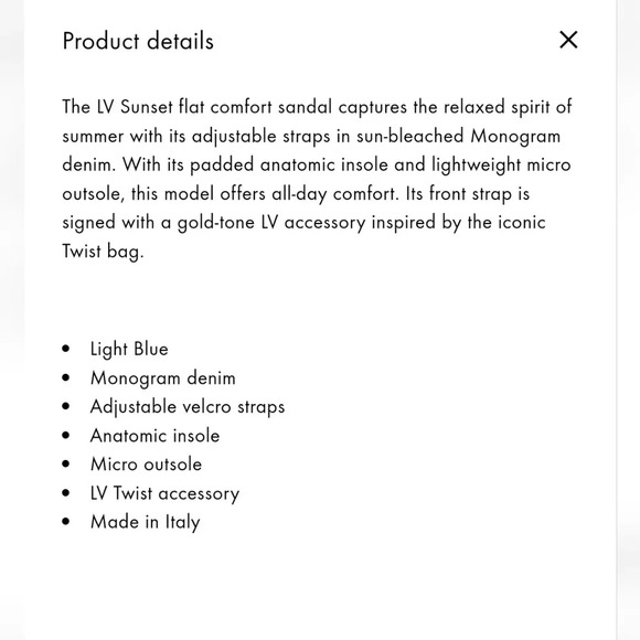 LV Sunset Flat Comfort Sandal Light Blue Monogram Denim Size 10 - Picture 15 of 15